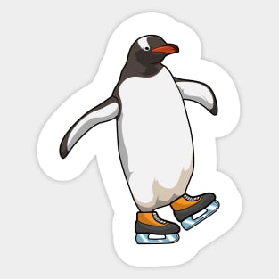 Penguin at Ice skating with Ice skates Sticker